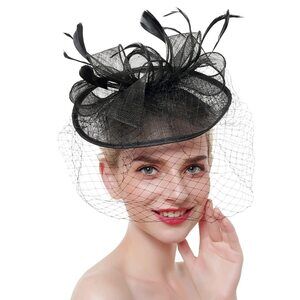 1848 Mesh Feathers Fascinator Headbands For Tea Party Wedding Cocktail